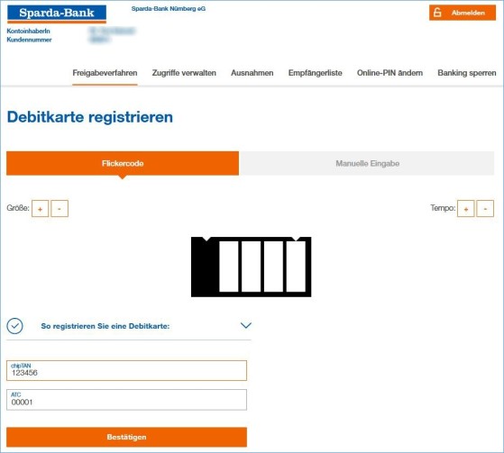 Freigeben über Flickercode